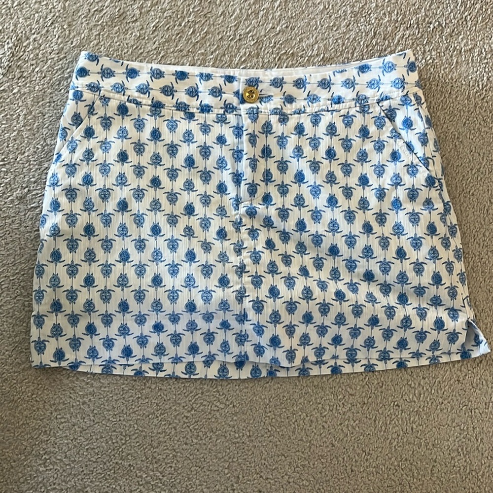 Lilly Pulitzer White Mini Skirt skort with sea turtle Print cruise vacation